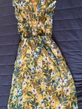 Who What Wear Yellow Floral Midi Dress